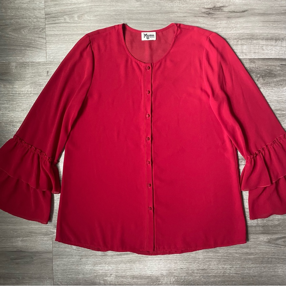 Show Me Your Mumu Red Ruffle Top Medium